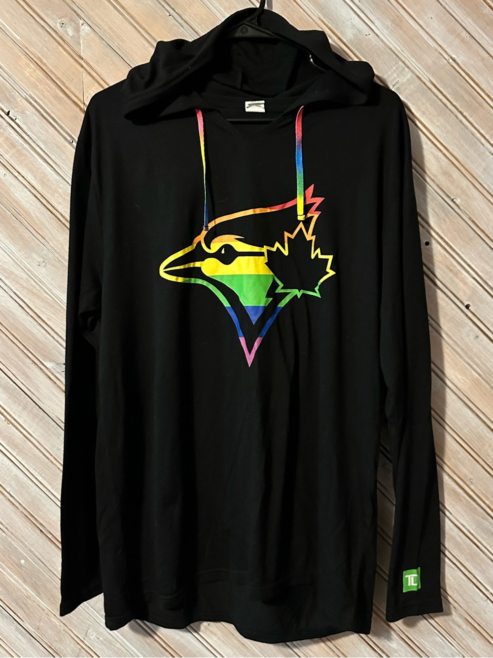 Toronto Blue Jays Baseball Pride Rainbow & Black Long Sleeve Hoodie Tee Shirt